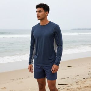 Hang Ten Long Sleeve UV Shirt UPF 50+ Quick Dry Sun Protection Blue Size Mens XL